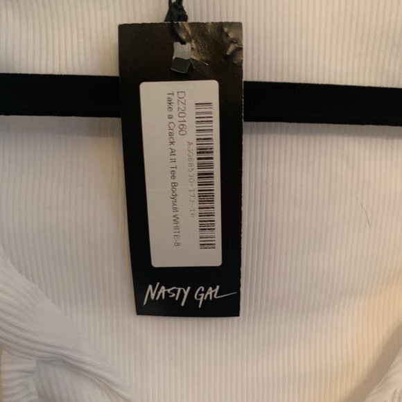 NWT Nasty Gal White Front Tie Bodysuit - Picture 5 of 5